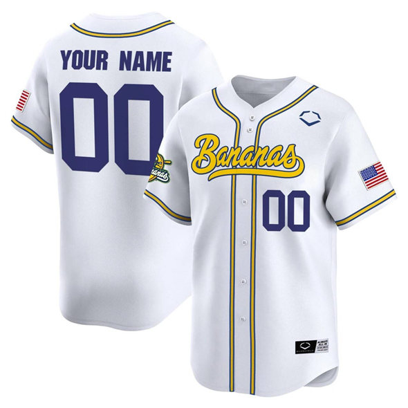 Men's White Savannah Bananas Active Player Custom Vapor Limited Stitched Baseball Jersey